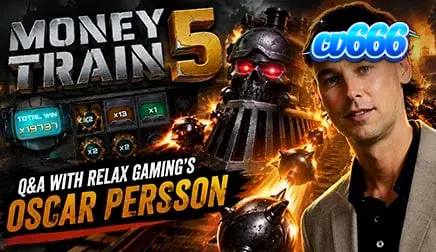 Money Train 5 স্লট গেমের একটি দৃশ্য যেখানে নতুন চরিত্র এবং ট্রেন স্টেশনের থিম দেখা যাচ্ছে।